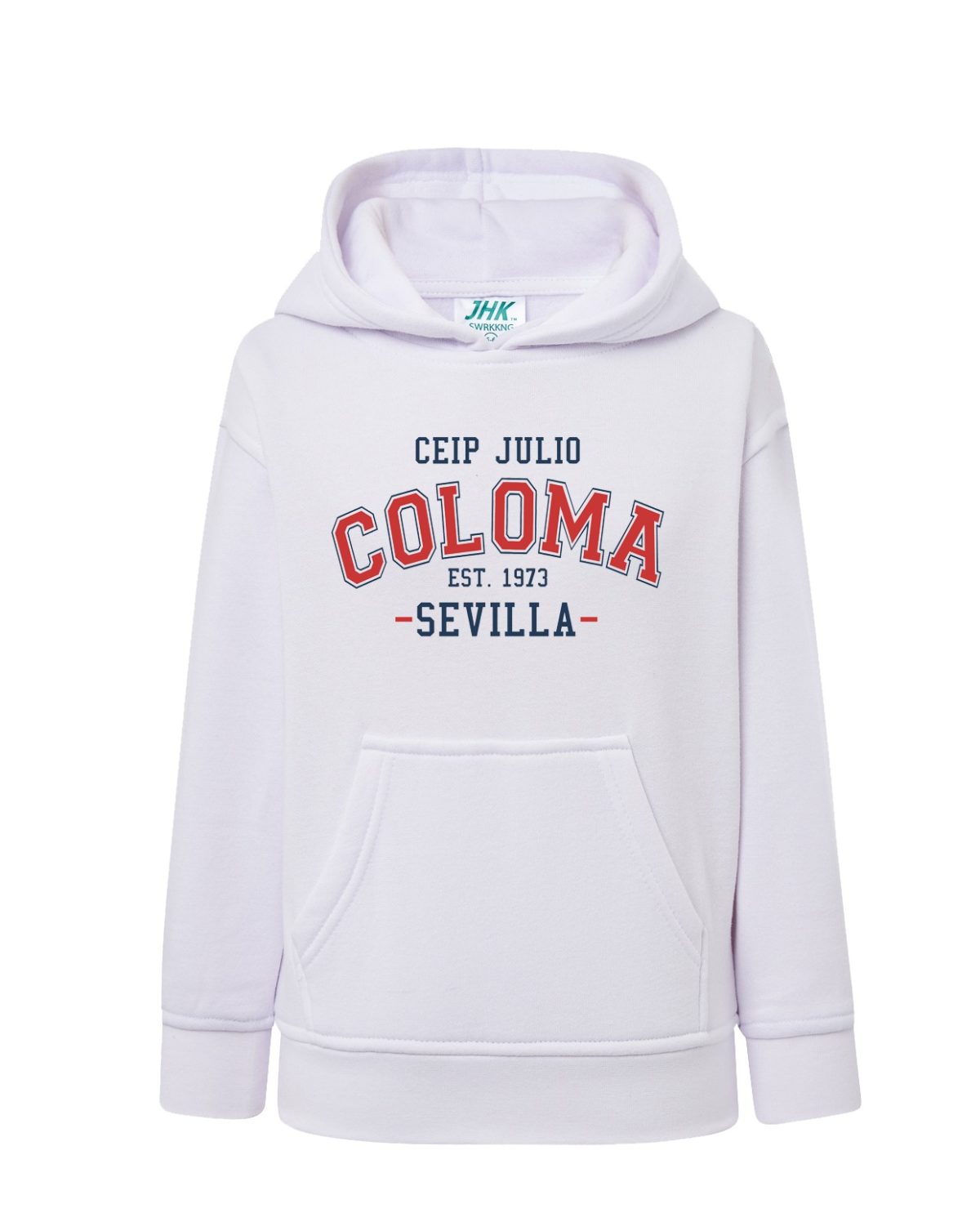 Sudadera infantil COLOMA con capucha serigrafiado delantera